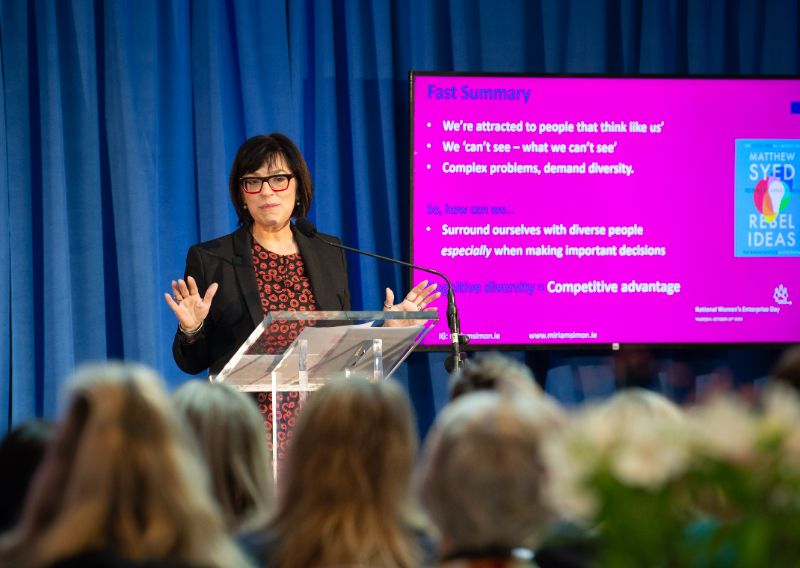 Miriam Simon speaking to the audience at an International Women’s Day event for Sidero