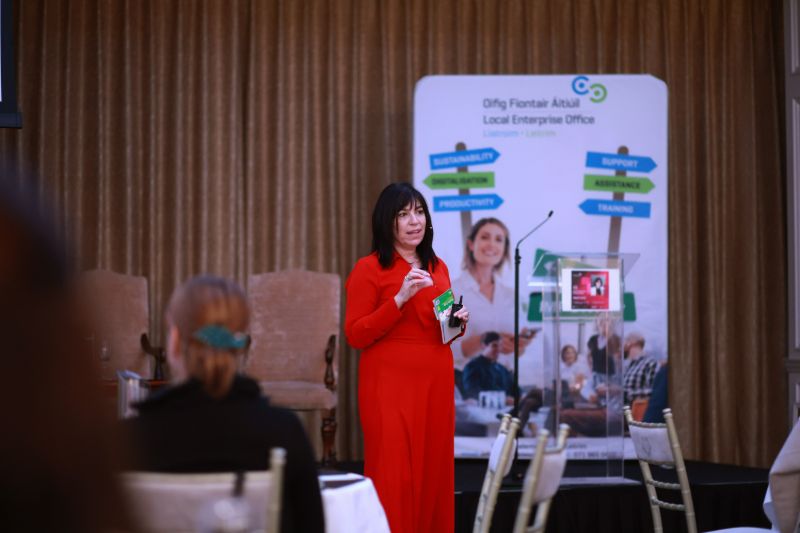 Miriam Simon speaking at Women in Business Leitrim, Longford and Westmeath, Lough Rynn Castle